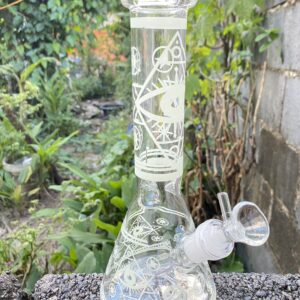แจกันแก้วมีสติกเกอร์ สูง 25cm รหัส25tree